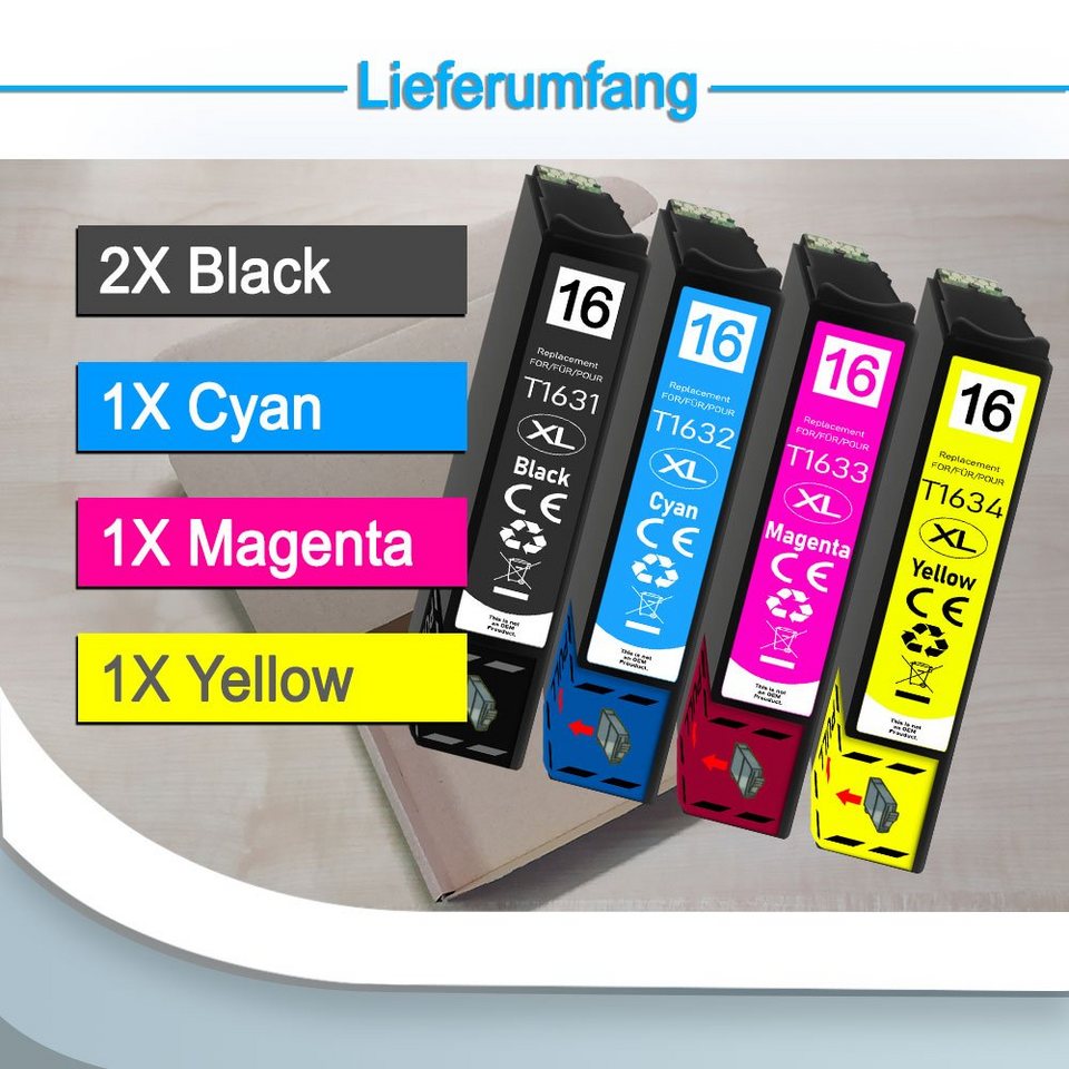 Thumbnail - Druckerparadies 5er Pack Druckerpatronen 16 16XL kompatibel mit Epson WF-2660 Tintenpatrone (5-tlg)