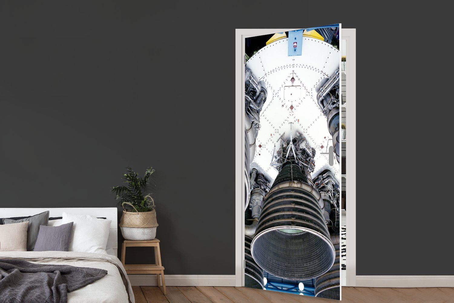 MuchoWow St), Unterseite einer bedruckt, Türaufkleber, Raumfähre, Die Tür, für Türtapete Matt, Fototapete (1 75x205 cm