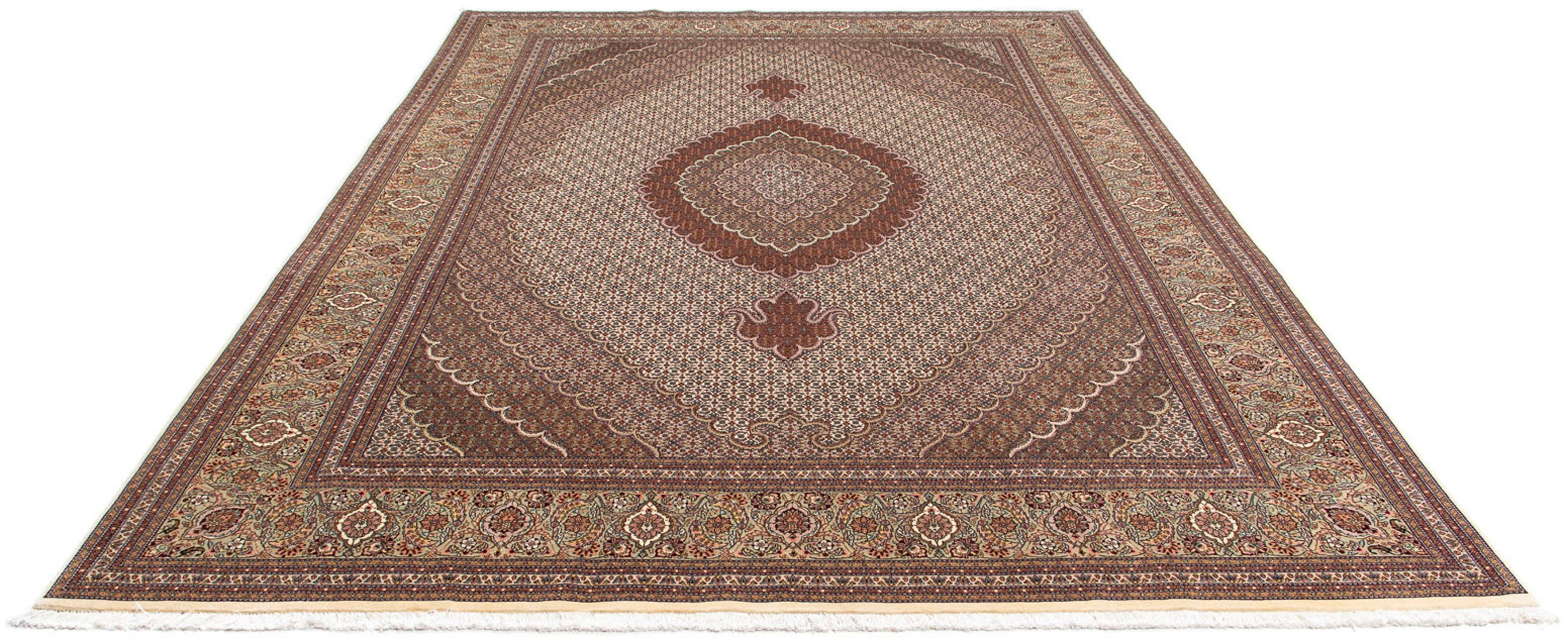 Orientteppich Perser - Täbriz - 358 x 248 cm - hellbraun, morgenland, rechteckig, Höhe: 10 mm, Wohnzimmer, Handgeknüpft, Einzelstück mit Zertifikat