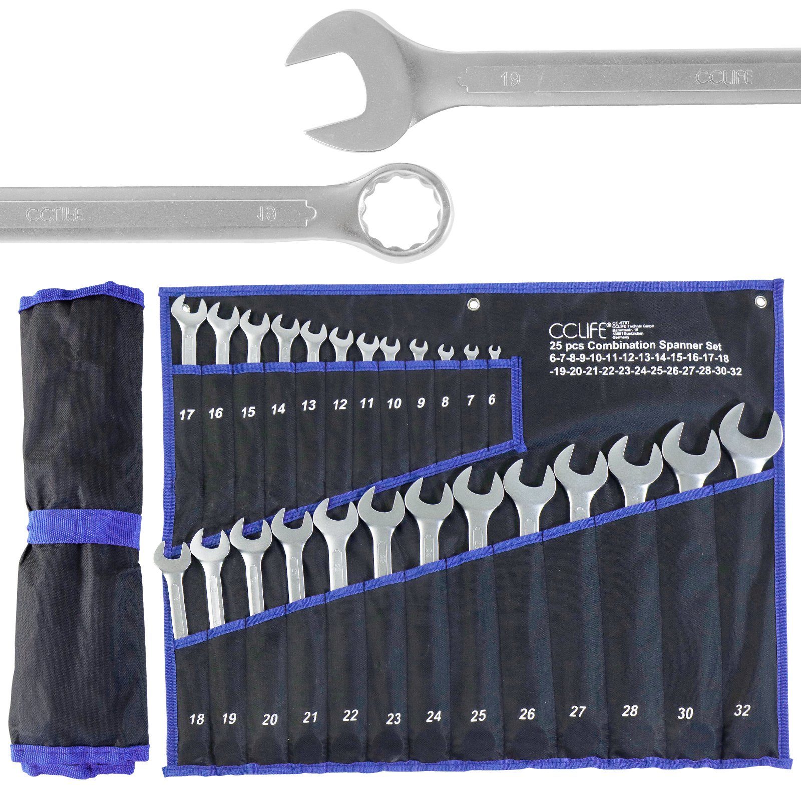 CCLIFE Maulschlüssel 25tlg Maulschlüssel set 6-32 mm Gabelschlüsselsatz Ringschlüssel Set (25 St)
