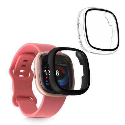 kwmobile Smartwatch-Hülle 2x Hülle für Fitbit Versa 4 / Sense 2, Fullbody Fitnesstracker Glas Cover Case Schutzhülle Set