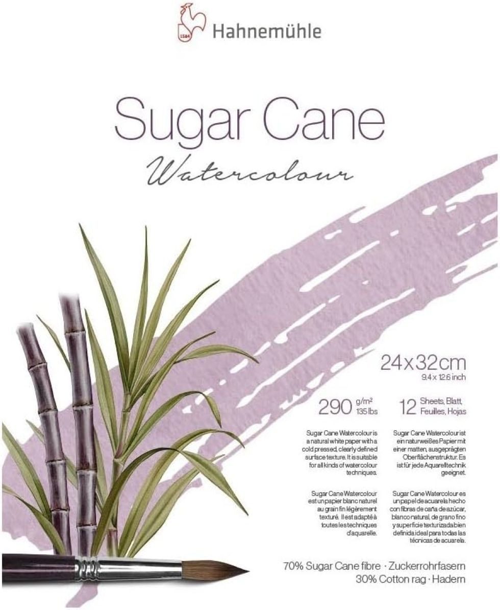 Hahnemühle Aquarellpapier Sugar Cane Watercolour 24x32cm, 290g/m², 12 Blatt