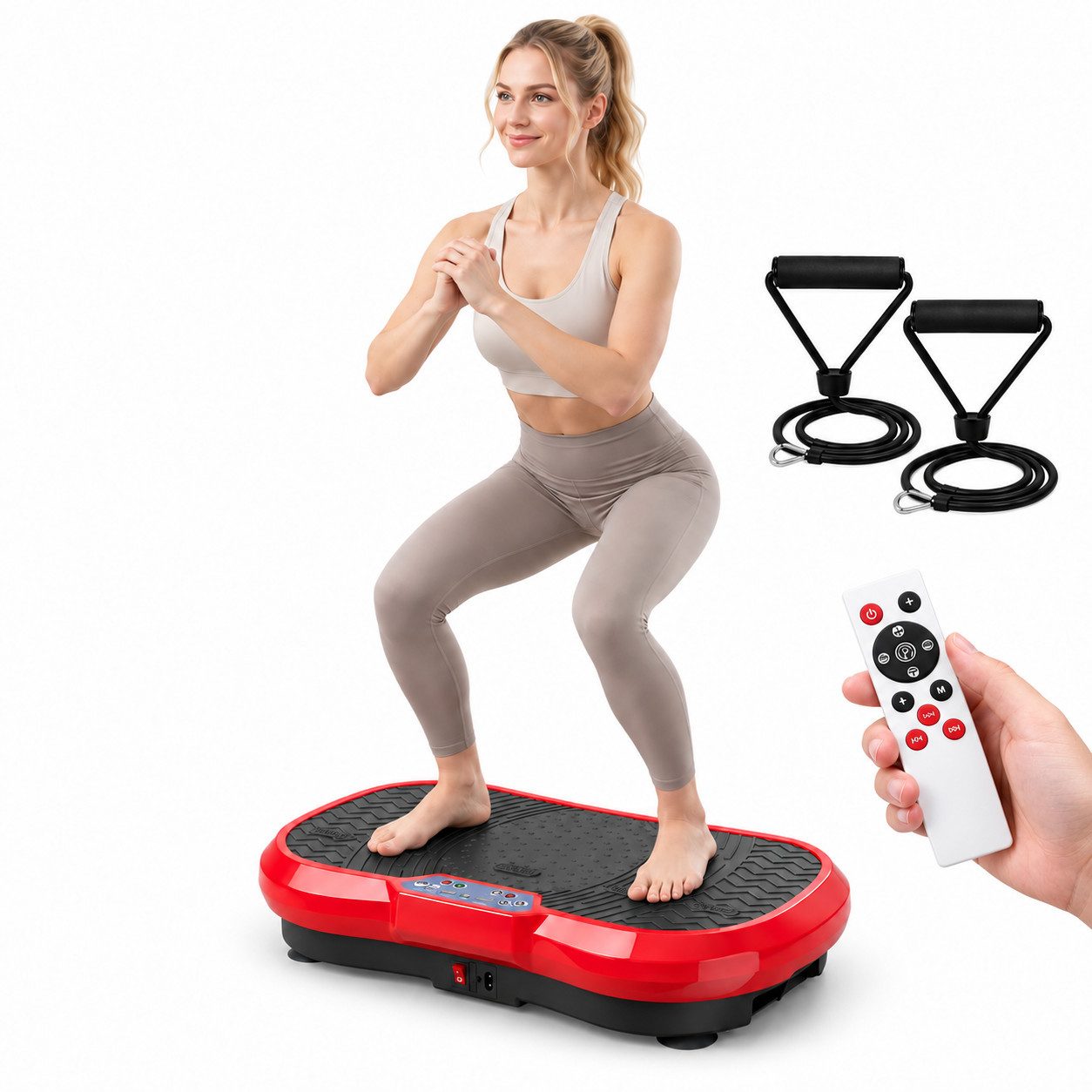 TLGREEN Vibrationsplatte Größe 68x38x14/59x34x13cm,Bis 120KG, 200,00 W, 120 Intensitätsstufen, (mit Trainingsbandern, Ganzkörpertraining zu Hause), Ultra leisem Motor, Fernbedienung, Seitliche Transporträder
