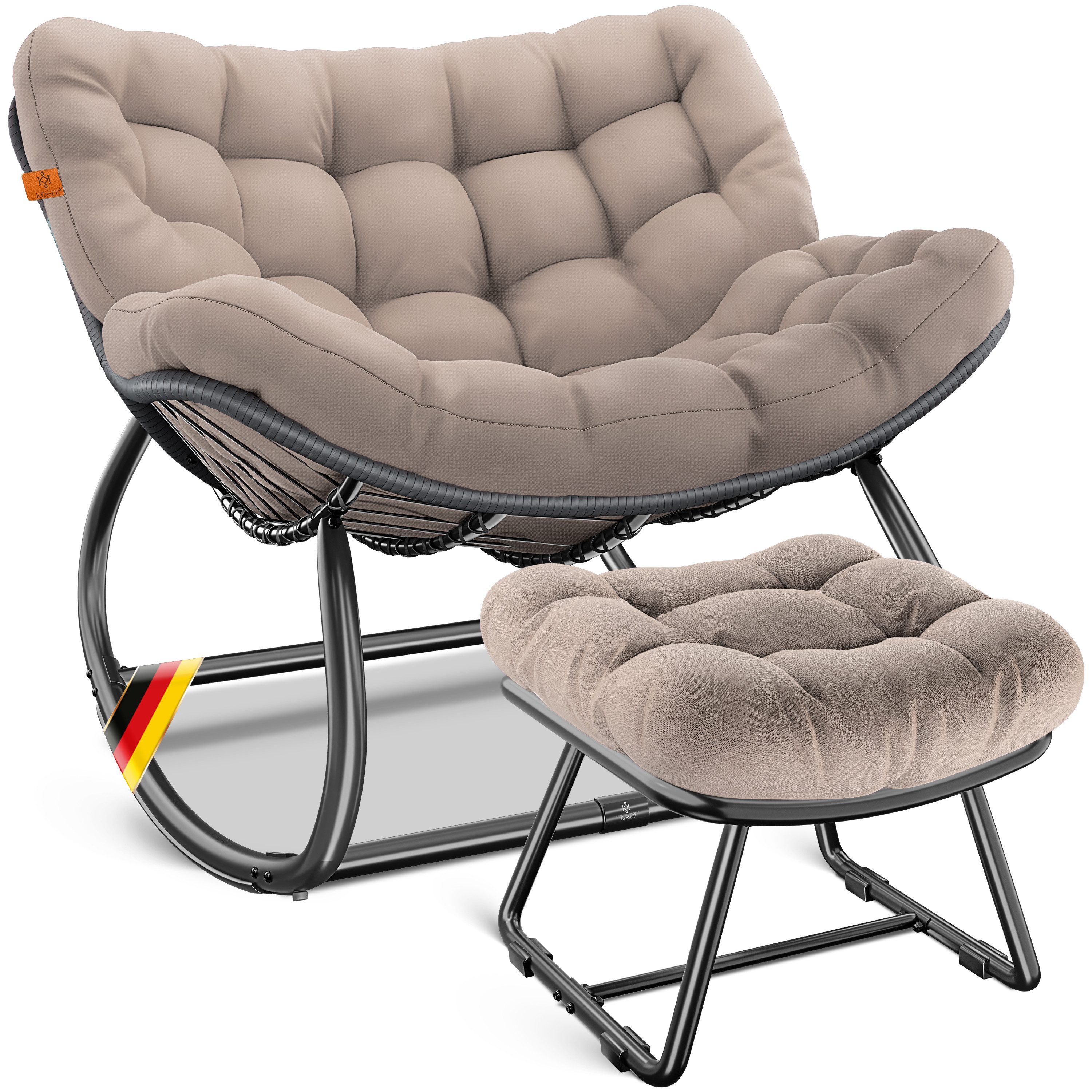 KESSER Schaukelstuhl Schaukelsessel Chillexer Pro mit Fußstütze für drinnen günstig online kaufen