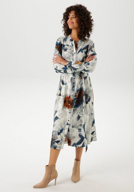 Aniston CASUAL Blusenkleid mit fantasievollem Blätterdruck im Batik-Dessin günstig online kaufen