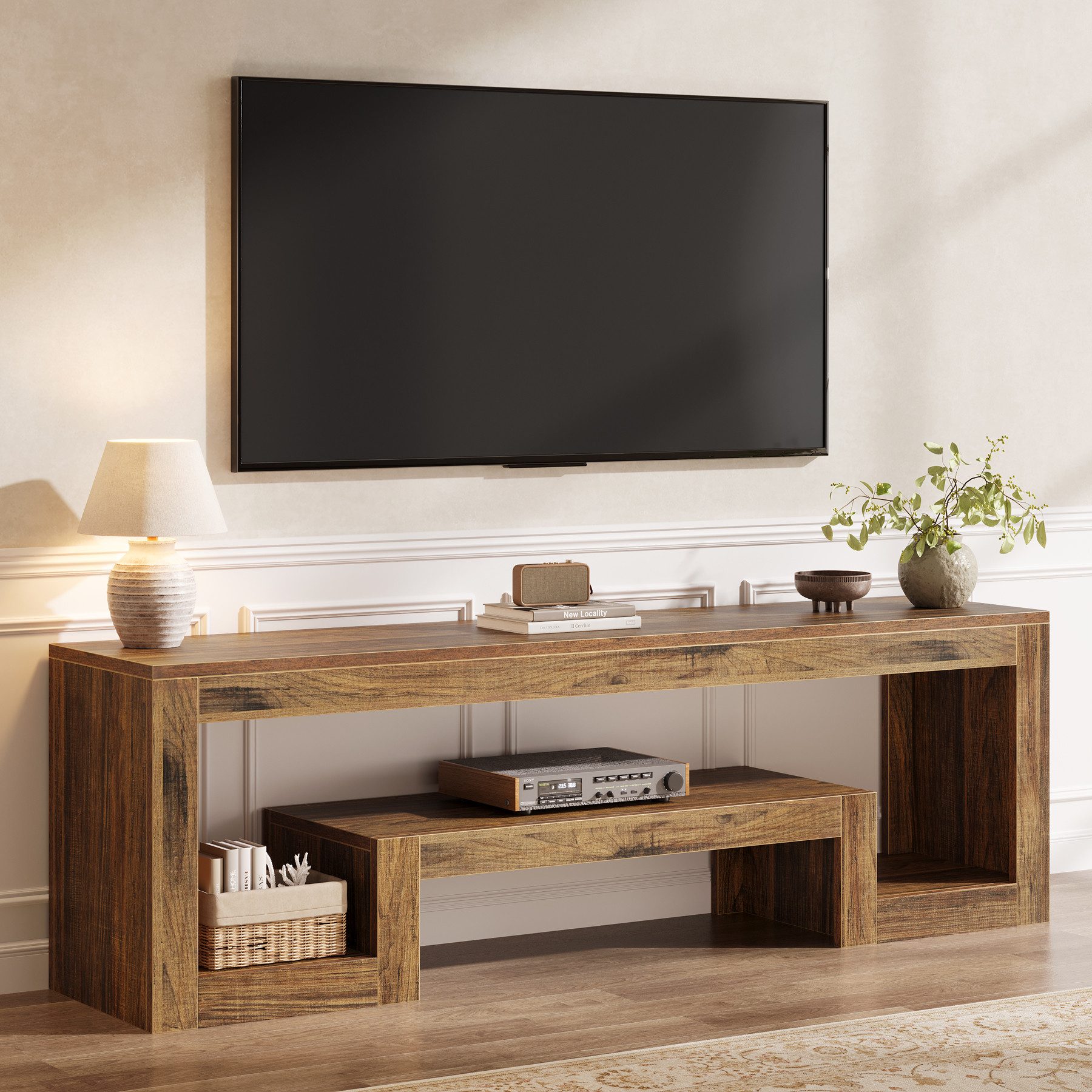 Tribesigns TV-Schrank Fernsehtisch, TV-Regal, 160 cm Lowboard für 55/60/65 Zoll Fernseher