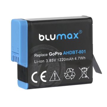 Blumax Akku + Lader für GoPro Hero 5/6/7/8 1220mAh 3,85V Kamera-Ladegerät