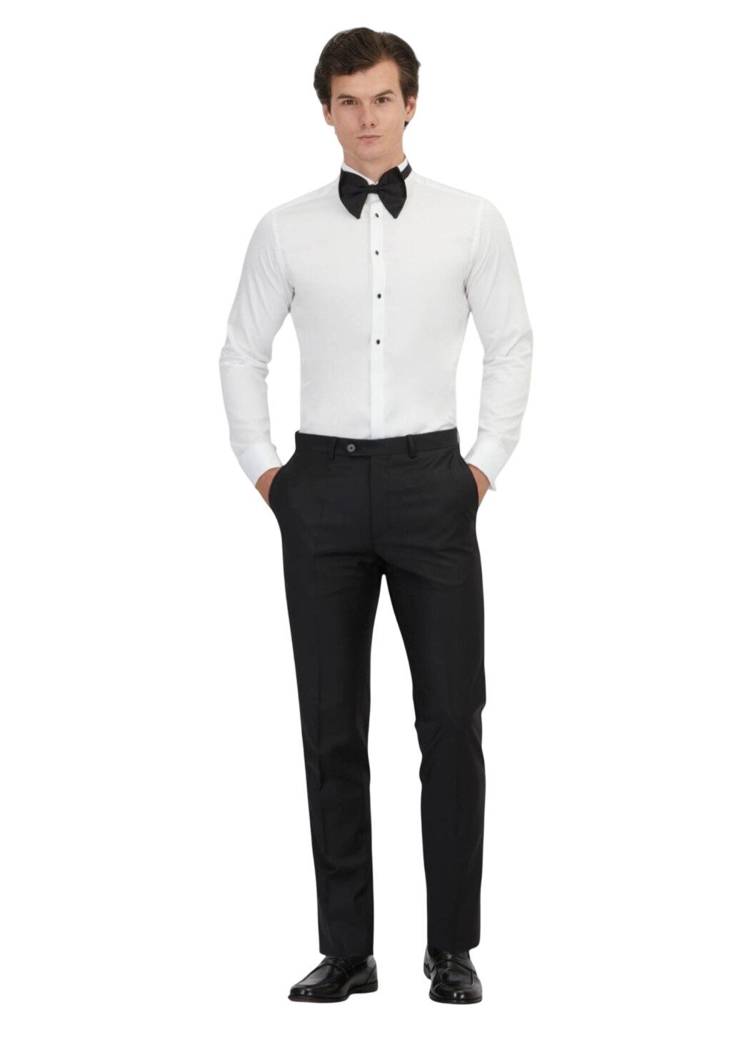 RAMSEY Hemdbluse Weiße schlichte Slim Fit Smokinghemden