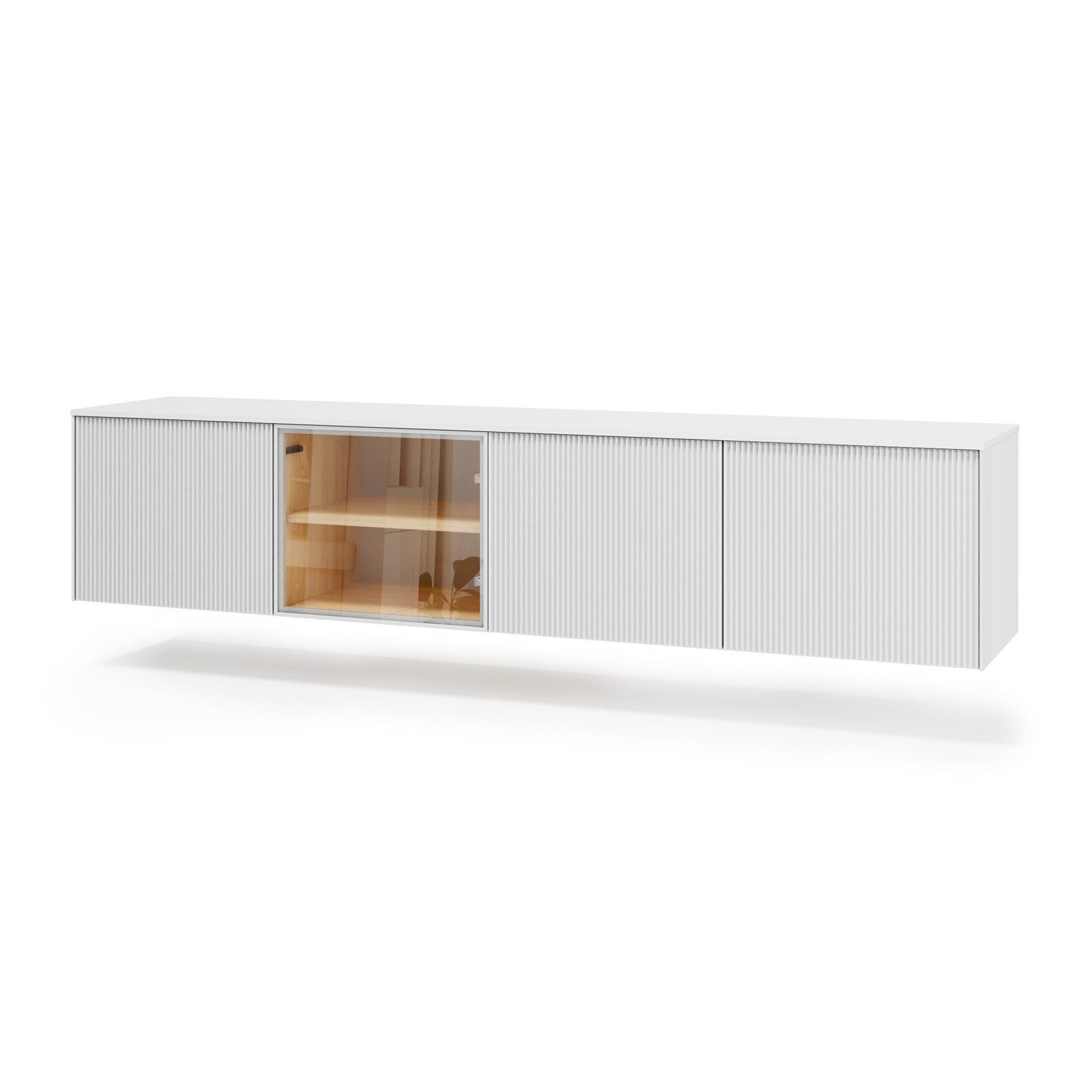HAUSELEMENT TV-Schrank LIBA LB-05B mit LED-Beleuchtung 4 Türen Lowboard 195 cm Fernsehschrank Modern