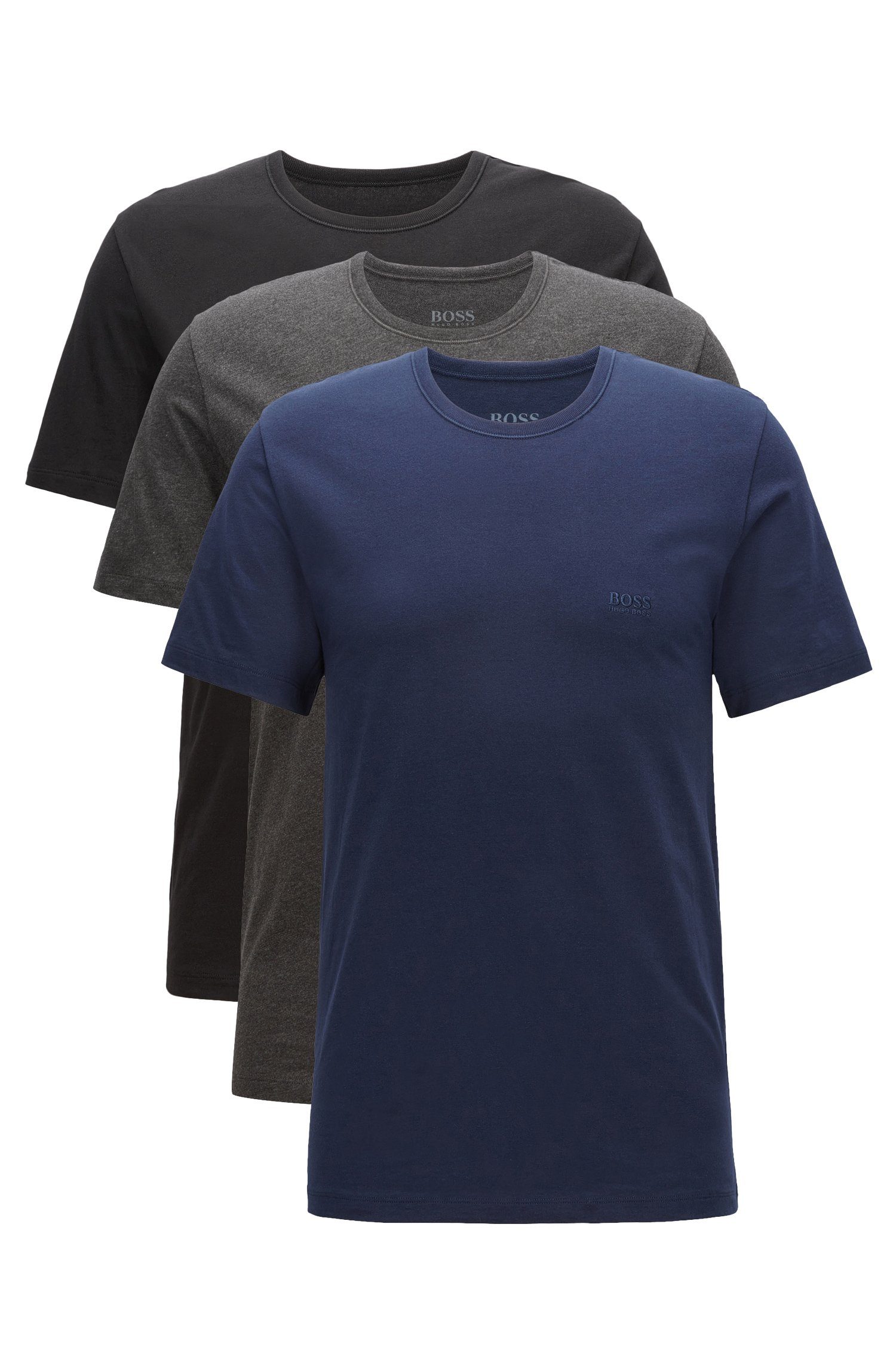 BOSS Kurzarmshirt RN T-Shirt Crew Neck Unterziehshirt (Dreierpack, 3-tlg., 3er-Pack) mit Logo-Stickerei Open Blue (497)