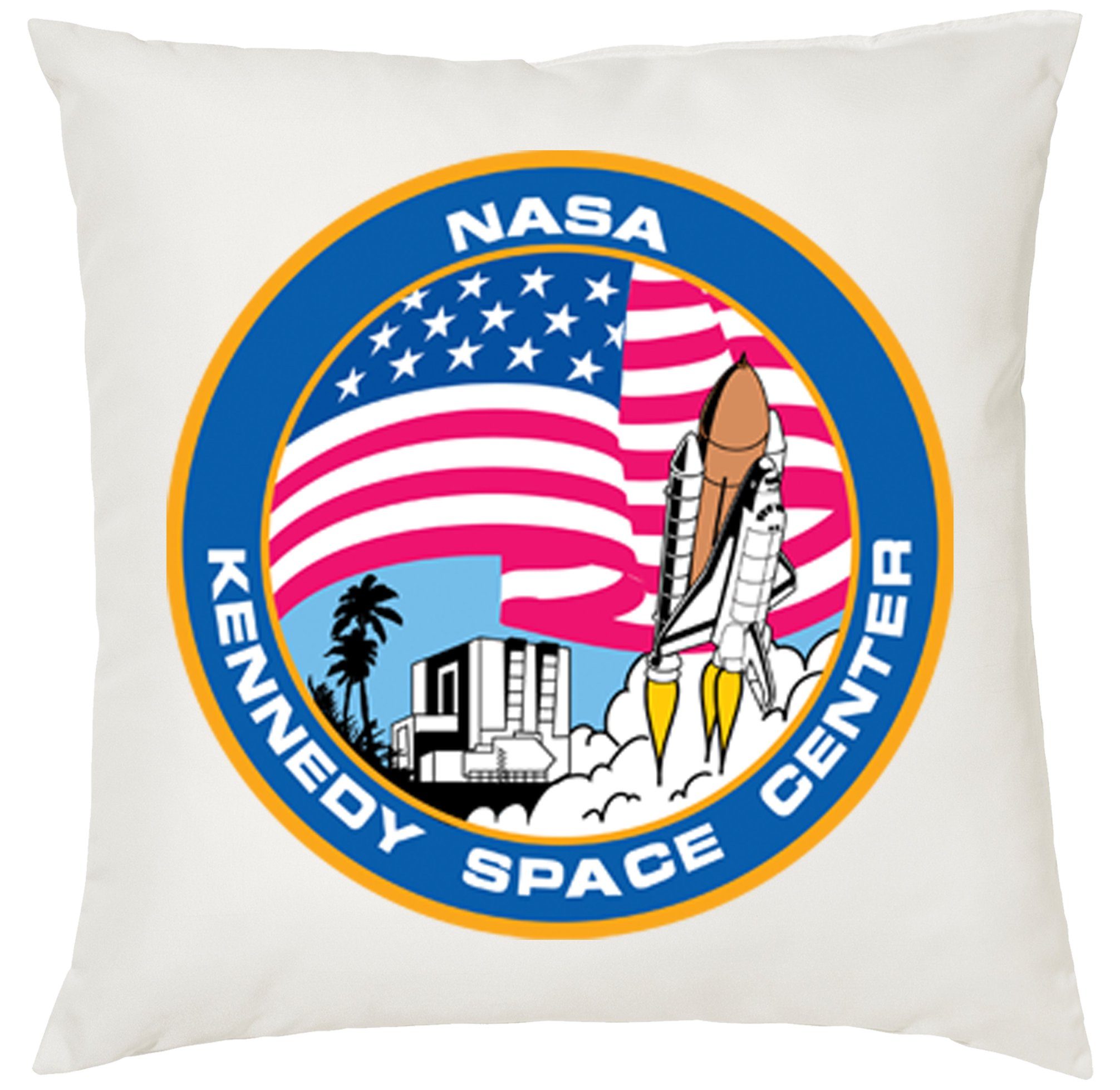 Blondie & Brownie Dekokissen NASA Kennedy Space Center Mission Elon Mars Mond, Kissen mit Füllung Weiß