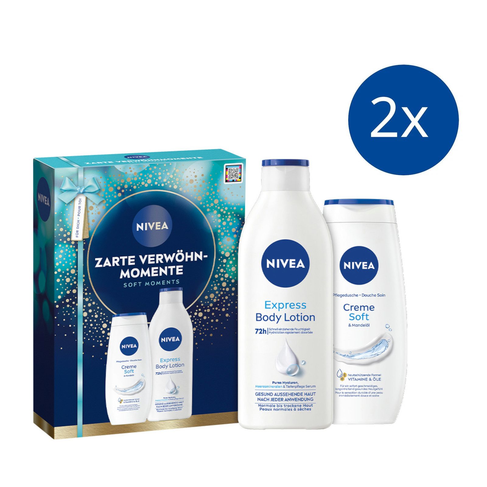 Nivea Hautpflege-Set Zarte Verwöhn-Momente 2025 2 x Geschenkset Body Lotion Soft Creme, 2-tlg.
