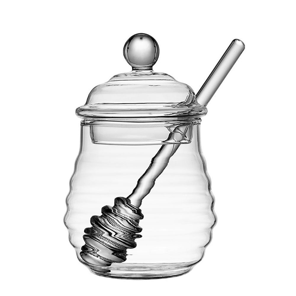 CTGtree Honigglas Glas mit Honigbehälter Honig Löffel Zum