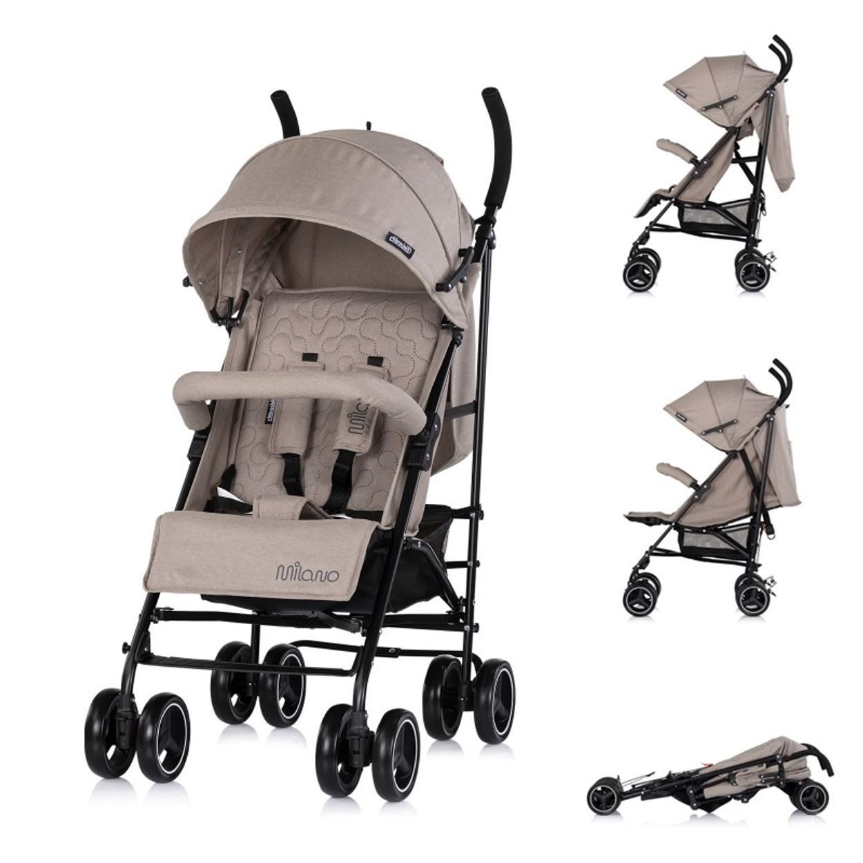 Chipolino Kinder-Buggy Kinderwagen Milano, Buggy bis 22 kg, Rückenlehne verstellbar, faltbar