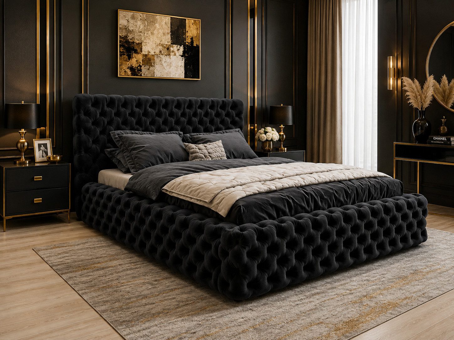 B&B Home Polsterbett Stauraumbett Schlafbett Bett Figo A 180 cm 200 cm 220cm (mit Bettkasten und Lattenrost, ohne Matratze)