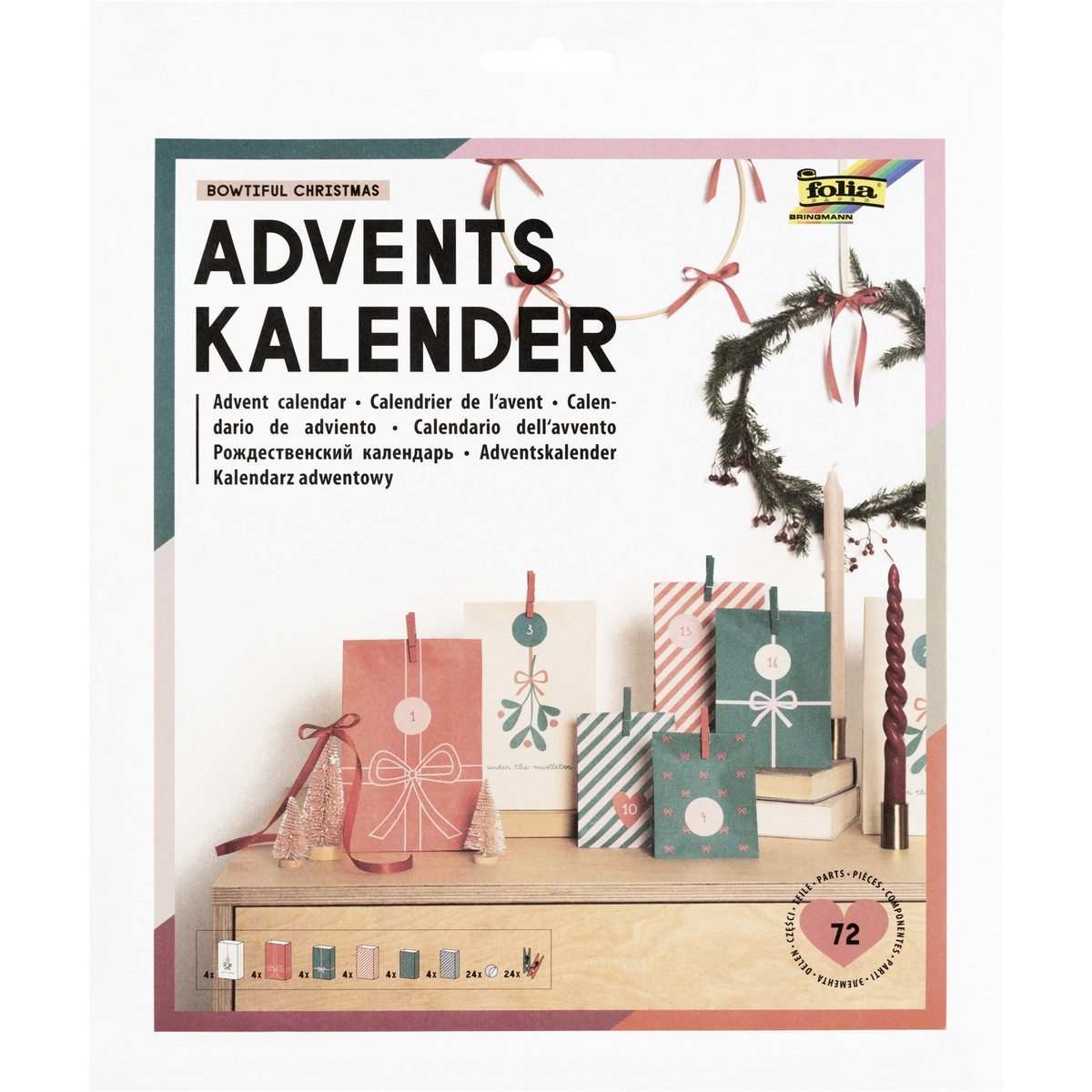 Folia Max Bringmann KG Adventskalender Folia Bastelset Adventskalender Bowtiful Christmas 72 Teile