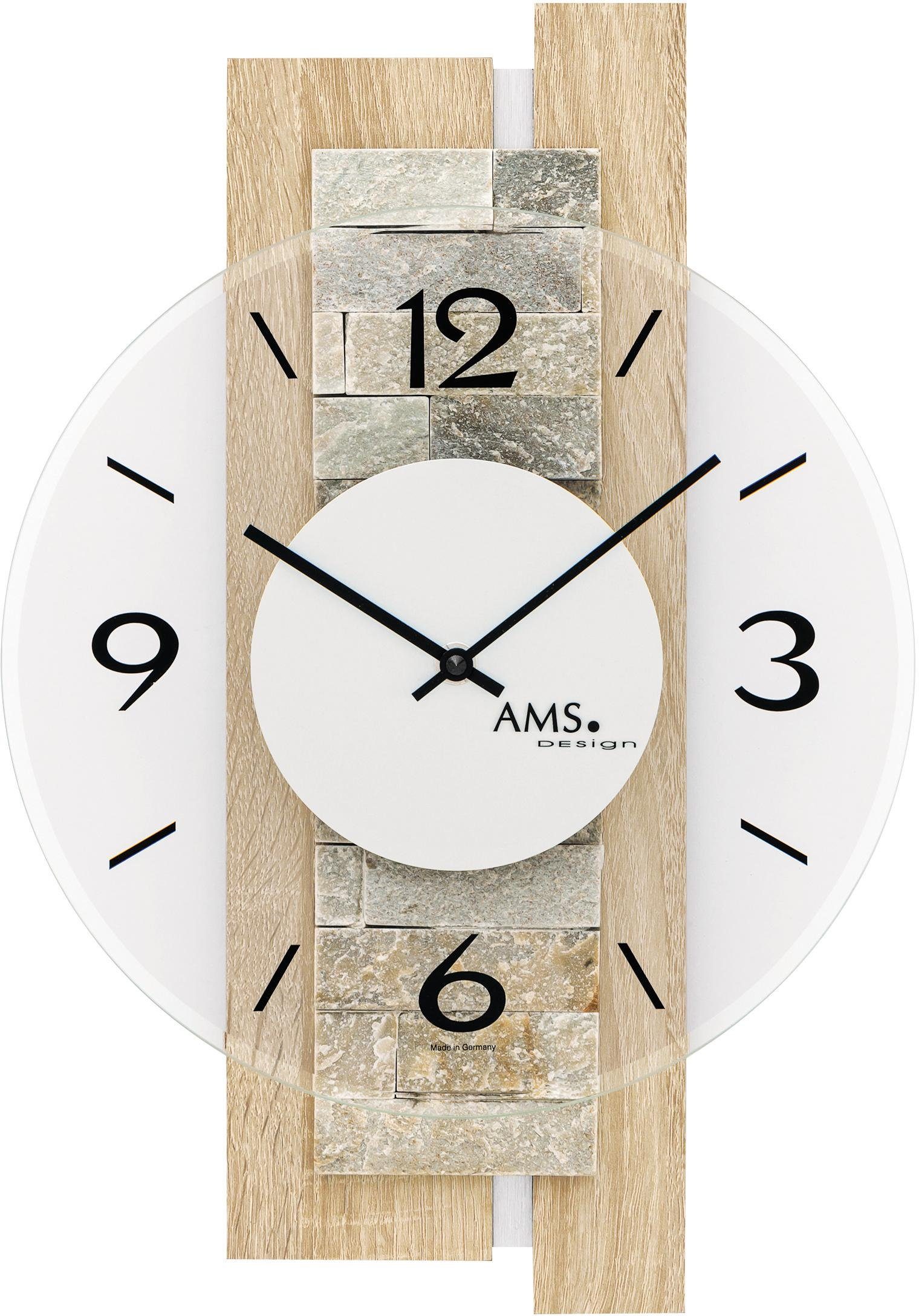 AMS Wanduhr W9542 (Quarzuhr,Holz,Wohnzimmer,Esszimmer,Küche,Made in Germany,Büro,Flur)