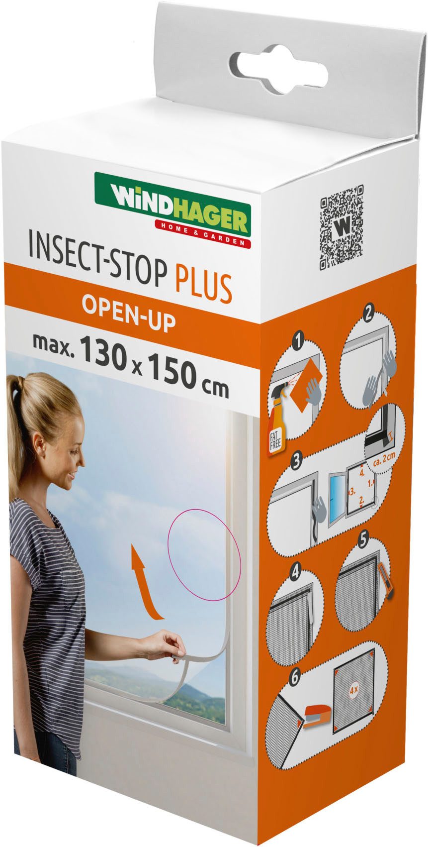 Windhager Fliegengitter-Gewebe Open-Up, flexibler Insektenschutz für Fenster, ohne Bohren, (1-St), Insektenschutzgitter 130 x 150 cm, erhältlich in anthrazit oder weiß