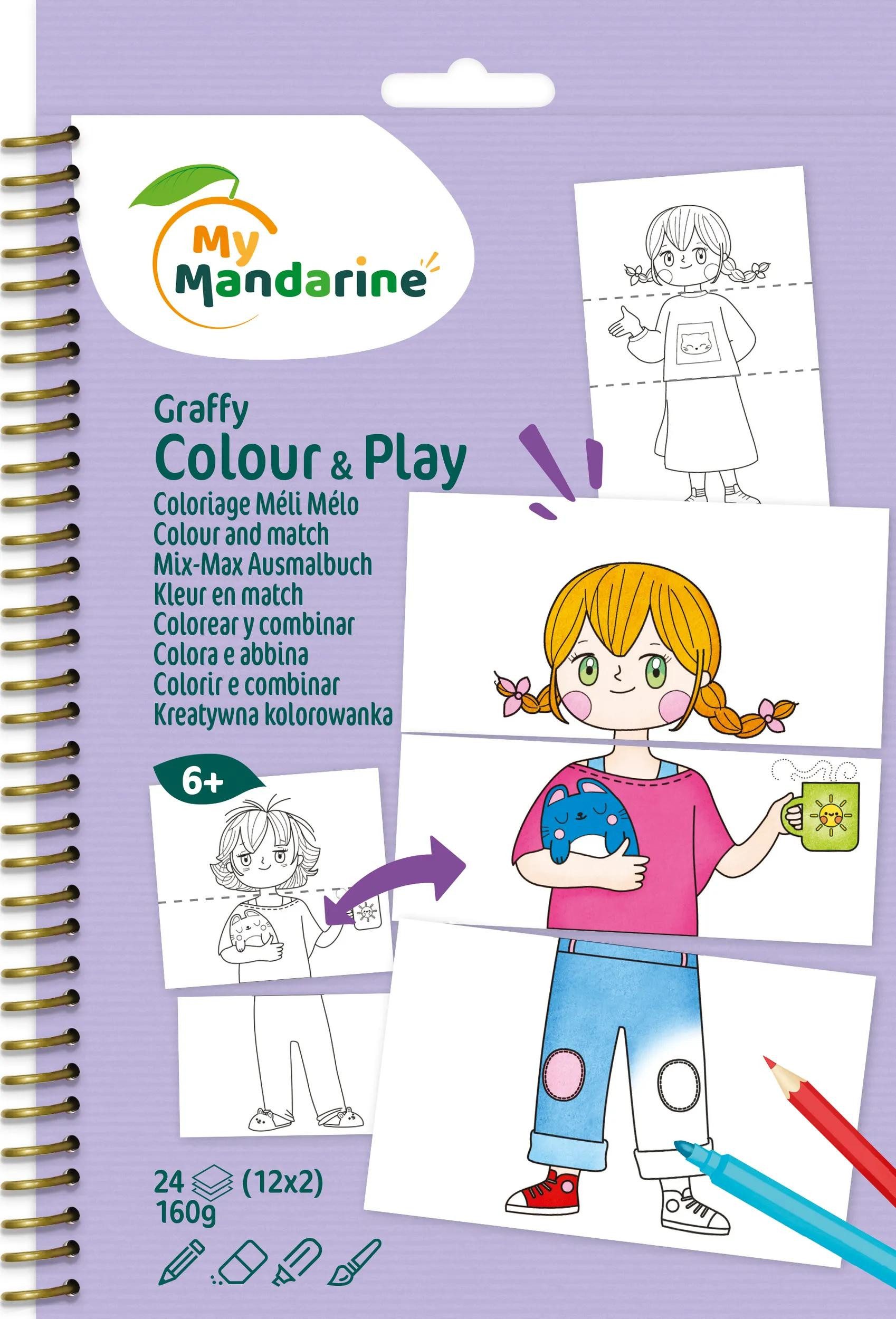 Avenue Mandarine Malvorlage 5x Colour & Play, Mix-Max Ausmalbuch, Mode - Violett GY171C, My Mandarine