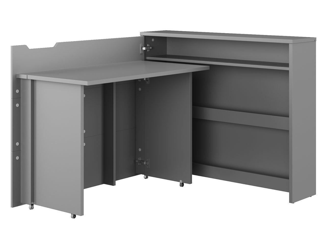 Work Regale), ausgestattet Klappbarer, einfacheren Concept zum mit Grau Schreibtisch Aufklappen (interne MIRJAN24 Rollen CW-01