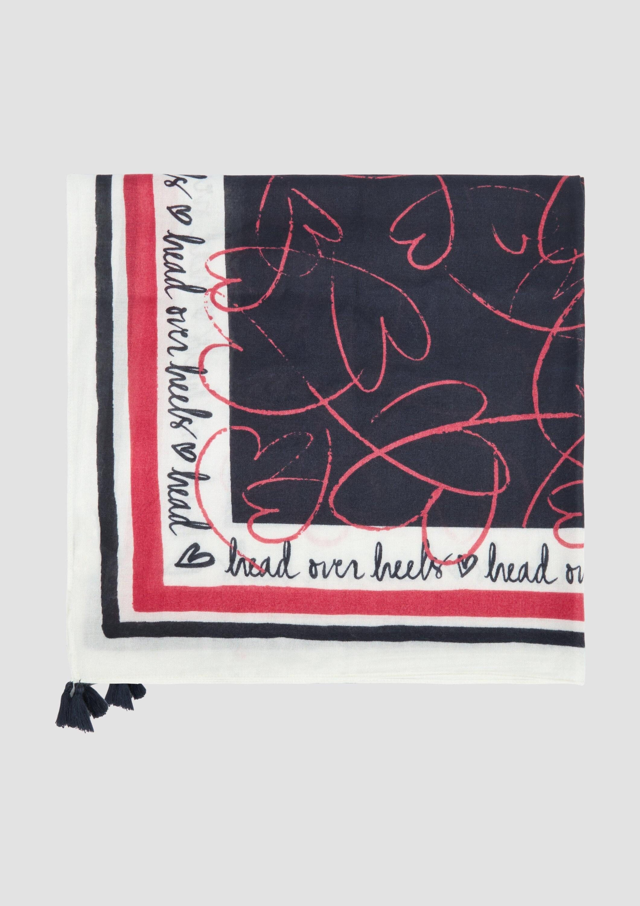 s.Oliver Schal Tuch, Tuch mit Quasten und Herz-Print