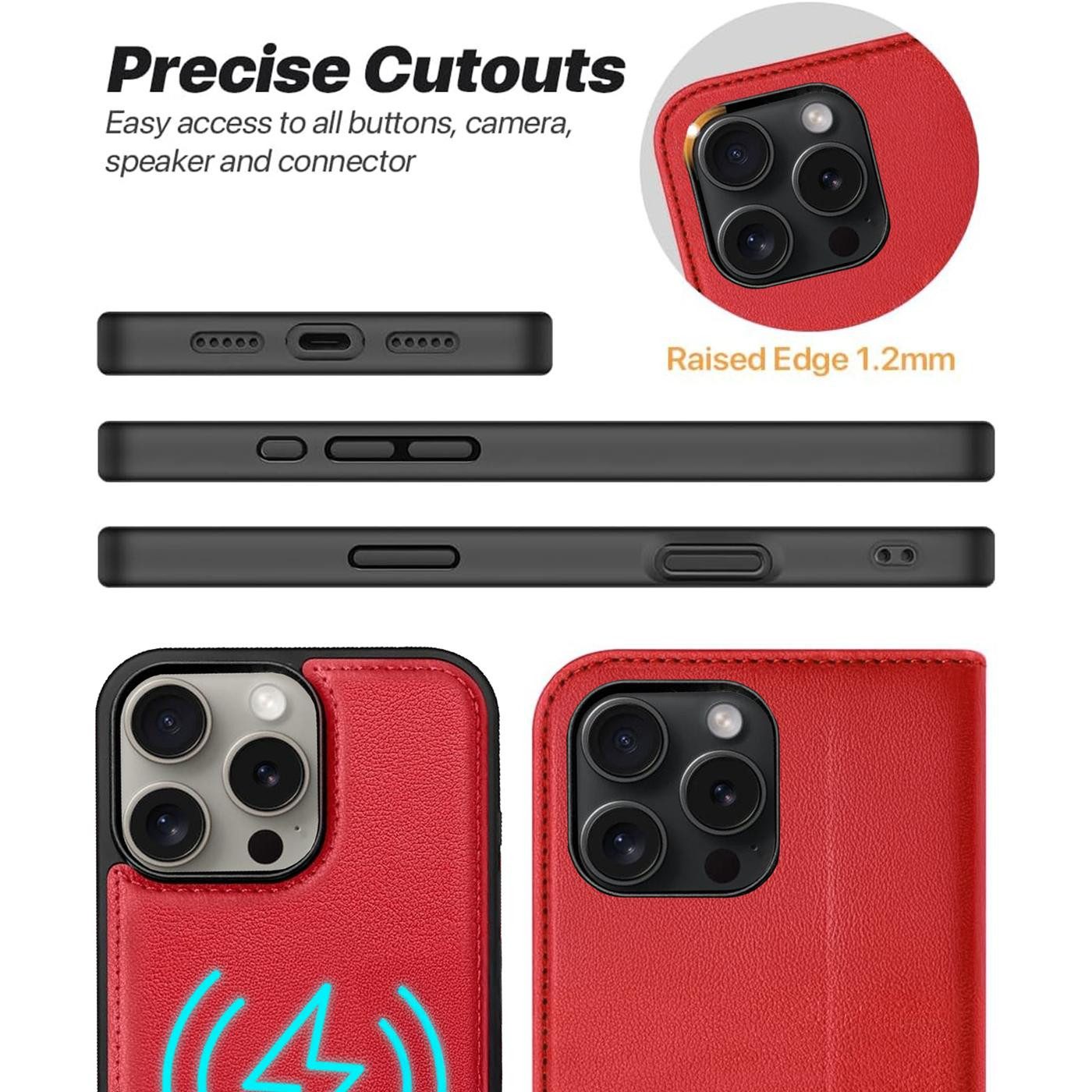 CoolGadget Handyhülle Magnet Book Case für Apple iPhone 15 Hülle + Klapphülle 6,1 Zoll, 2in1 abnehmbare magnetische RFID Schutzhülle Kartenfach Fotofenster – Bild 4 von 5