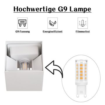 ZMH LED Wandleuchte G9 Aussen Wandlampe: Außenwandleuchte Innen Lampe Up Down, Wasserdicht, Mit Leuchtmittel, 3000k, IP65 Wasserdicht, Einstellbarer Strahl, Weiß
