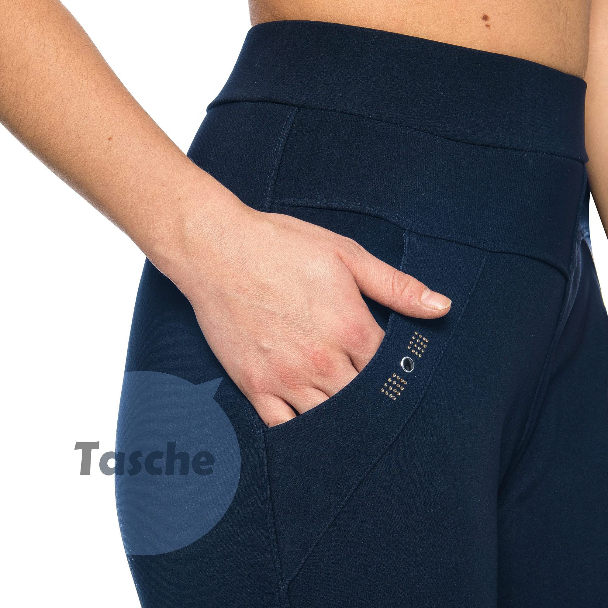 Kendindza Collection Thermohose Thermohose Damen Winter gefüttert warm Innenfleece Winterhose elegant Gummibund Schlupfhose Stretch