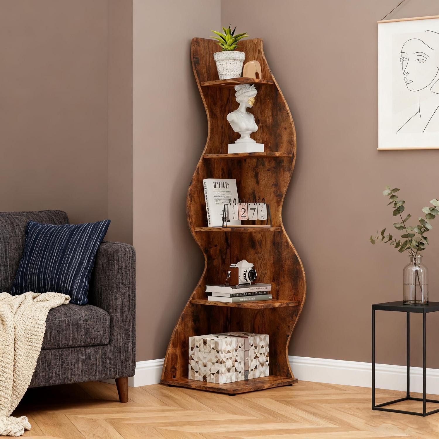 LuxusKollektion Eckregal Eckregal Stehend 5 Stufen Braun, 1-tlg.