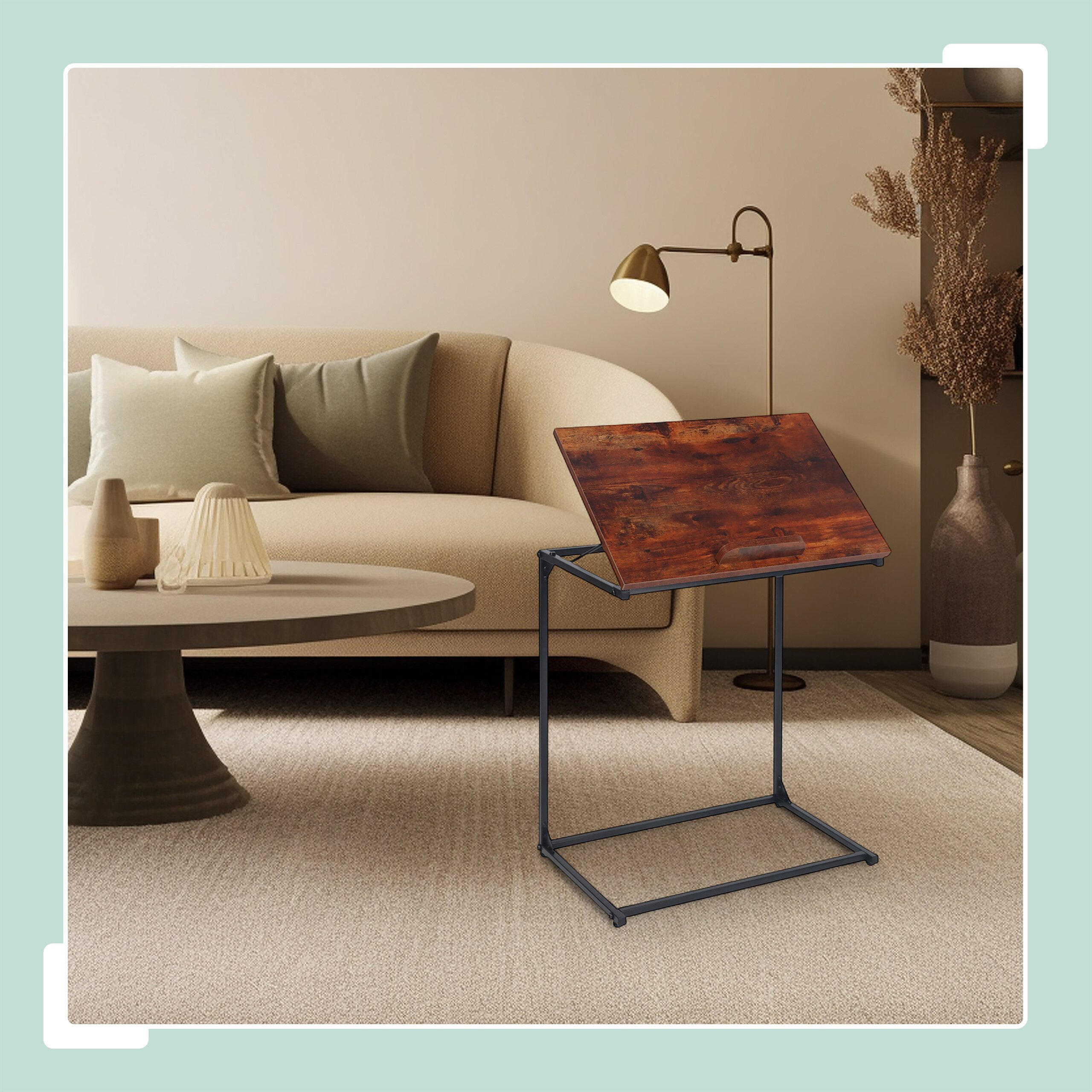 relaxdays Beistelltisch für Laptop, Industrial-Schwarz