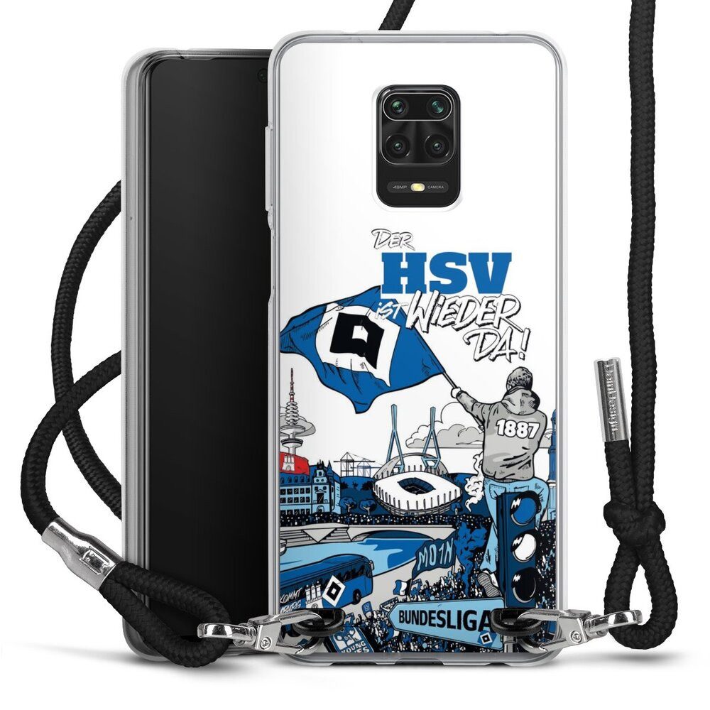 DeinDesign Handyhülle Hamburger SV Offizielles Lizenzprodukt Aufstieg, Xiaomi Redmi Note 9s Handykette Hülle mit Band Case zum Umhängen