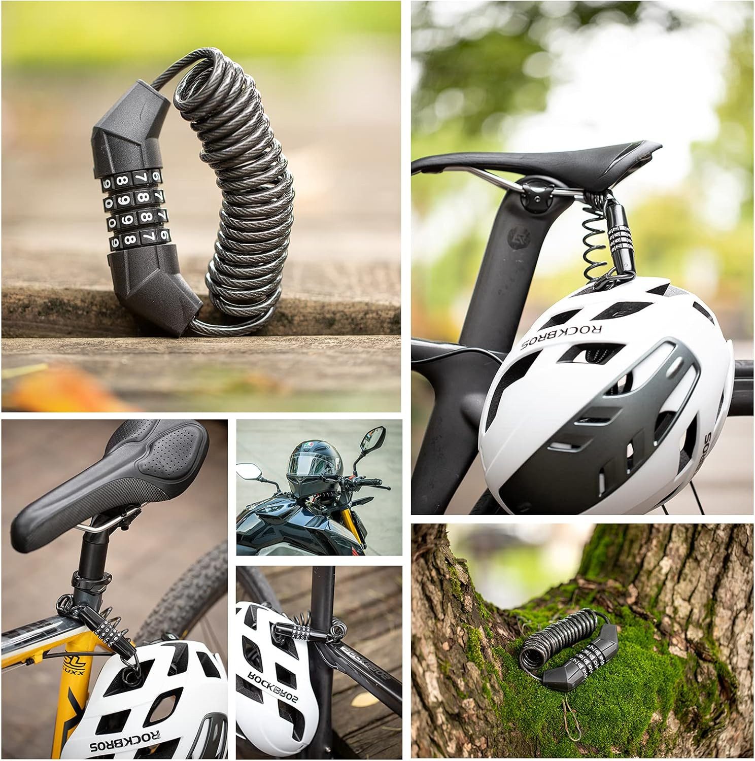 ROCKBROS Fahrrad-Gepäckträger Rockbros Kabelschloss Motorrad Fahrrad Helmschloss