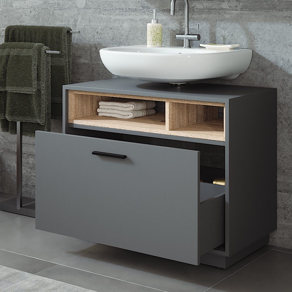 Vicco Waschbeckenunterschrank Beatrice, Anthrazit/Sonoma/Sonoma, 80 x 64 cm günstig online kaufen