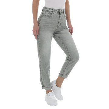 Ital-Design Mom-Jeans Damen Freizeit Used-Look High Waist Jeans in Hellgrün