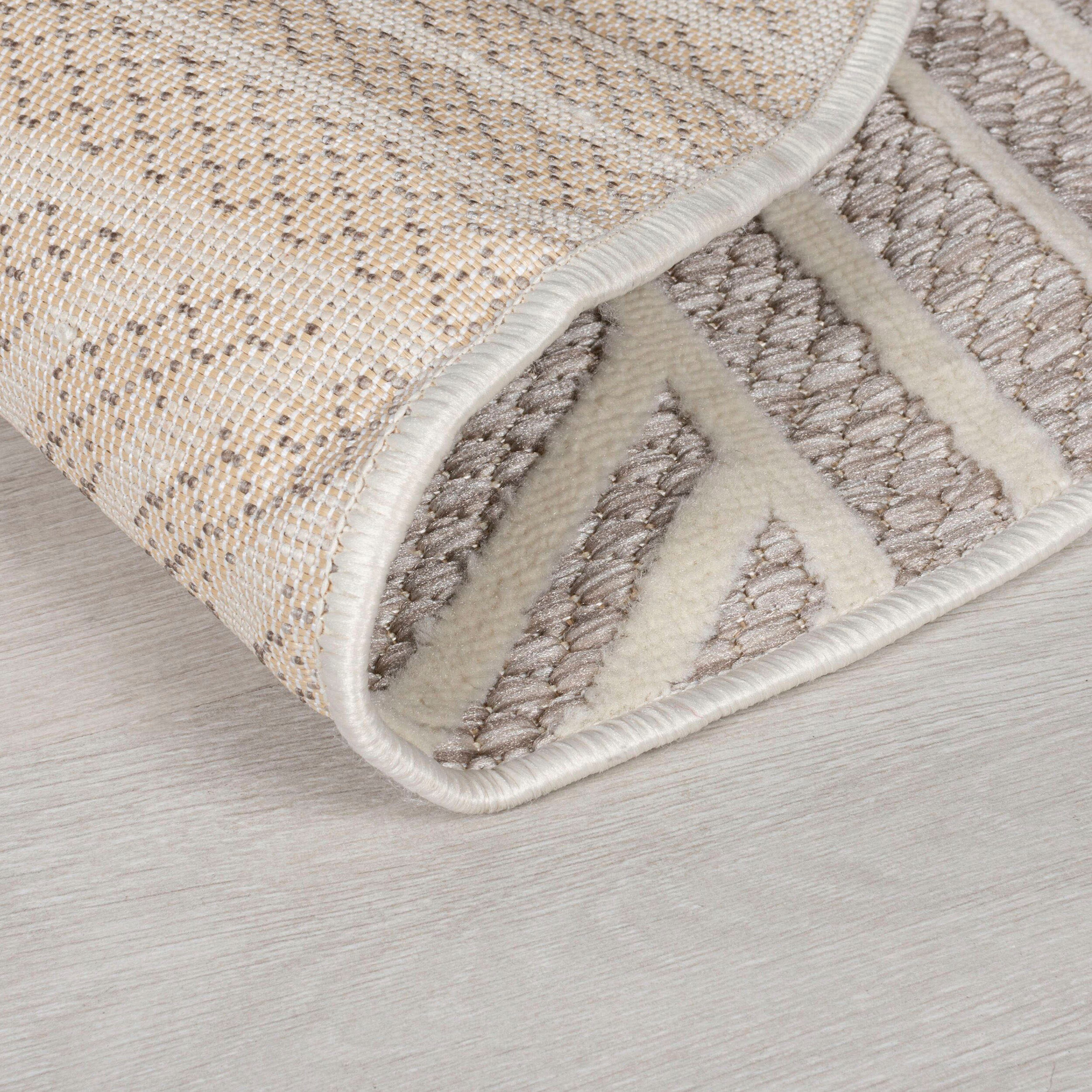 FLAIR Höhe: Outdoor Look, und 7 rund, geeignet, Boho In- Teppich gemustert Blocks, wetterfest, mm, RUGS,