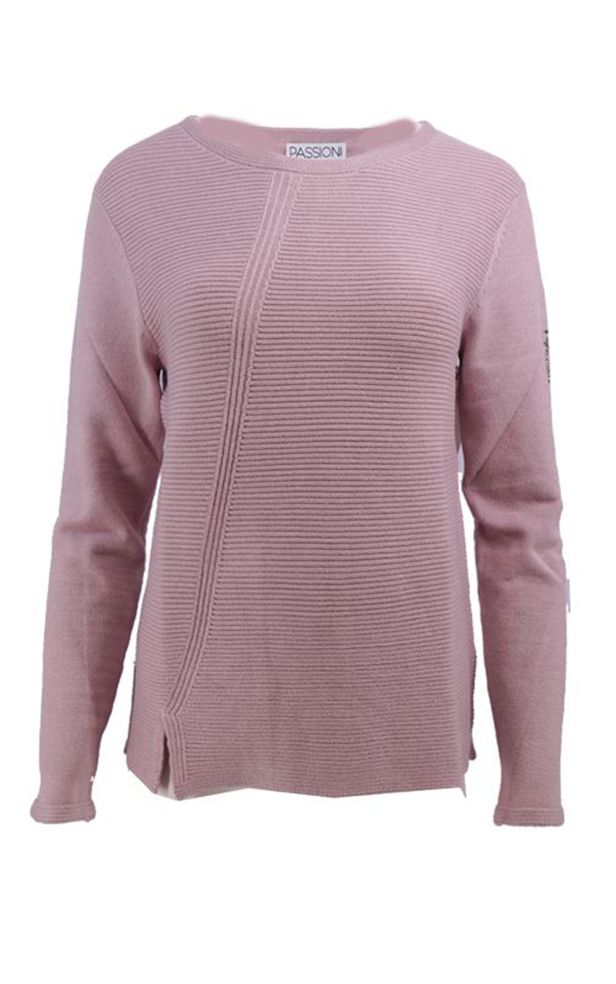 Passioni Strickpullover mit Rippenfront und Strass-Logo günstig online kaufen