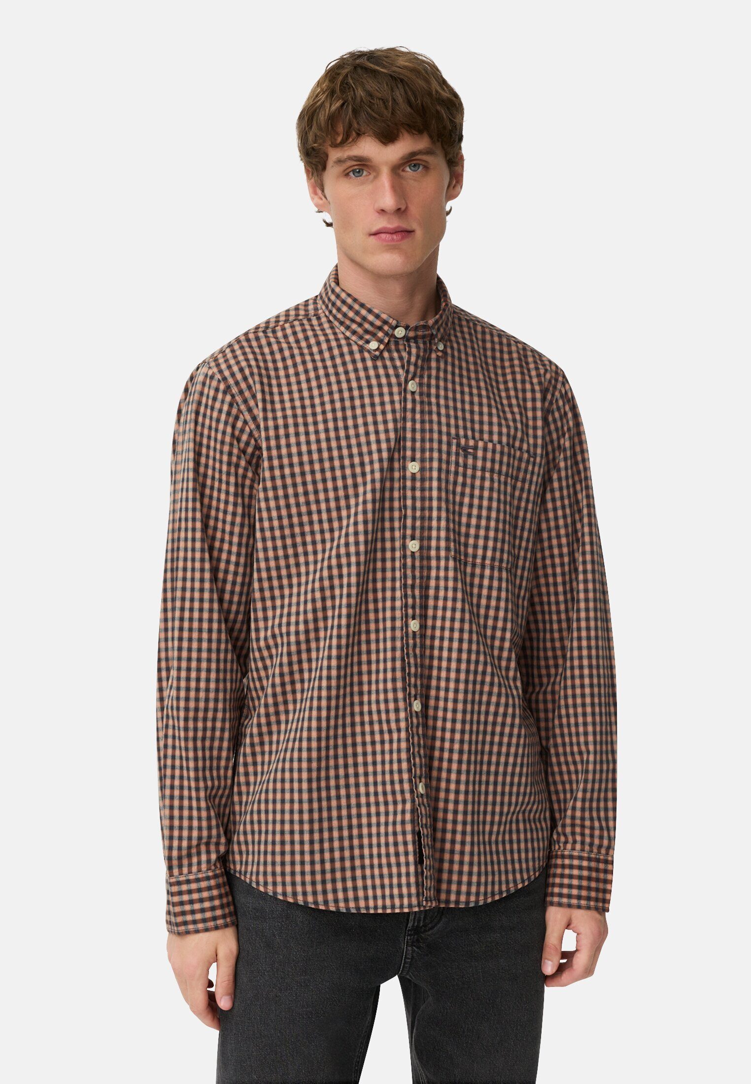 camel active Karohemd aus reiner Baumwolle Langarm Button-Down Button-Down günstig online kaufen