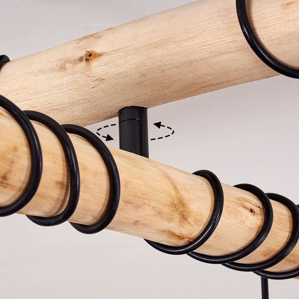 Holz Leuchtenköpfe hofstein einstellbar, »Aprica« schwarz, 105cm Retro max. Höhe Zimmerlampe, (verstellbar) Deckenleuchte ohne verstellbare Leuchtmittel, Metall E27, naturfarben,