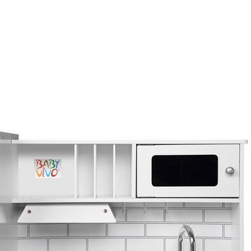 Baby Vivo Spielküche Kinderküche Spielküche aus Holz - Bruno mit Tafel in Weiß