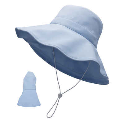 Tuilerien Schlapphut Damenmütze große Krempe Anti-UV Outdoor-Sonnenhut (Das winddichte Seil ist verstellbar und fällt nicht leicht ab, 1-St., 6 Farben verfügbar) Faltbarer Fischerhut für Männer und Frauen