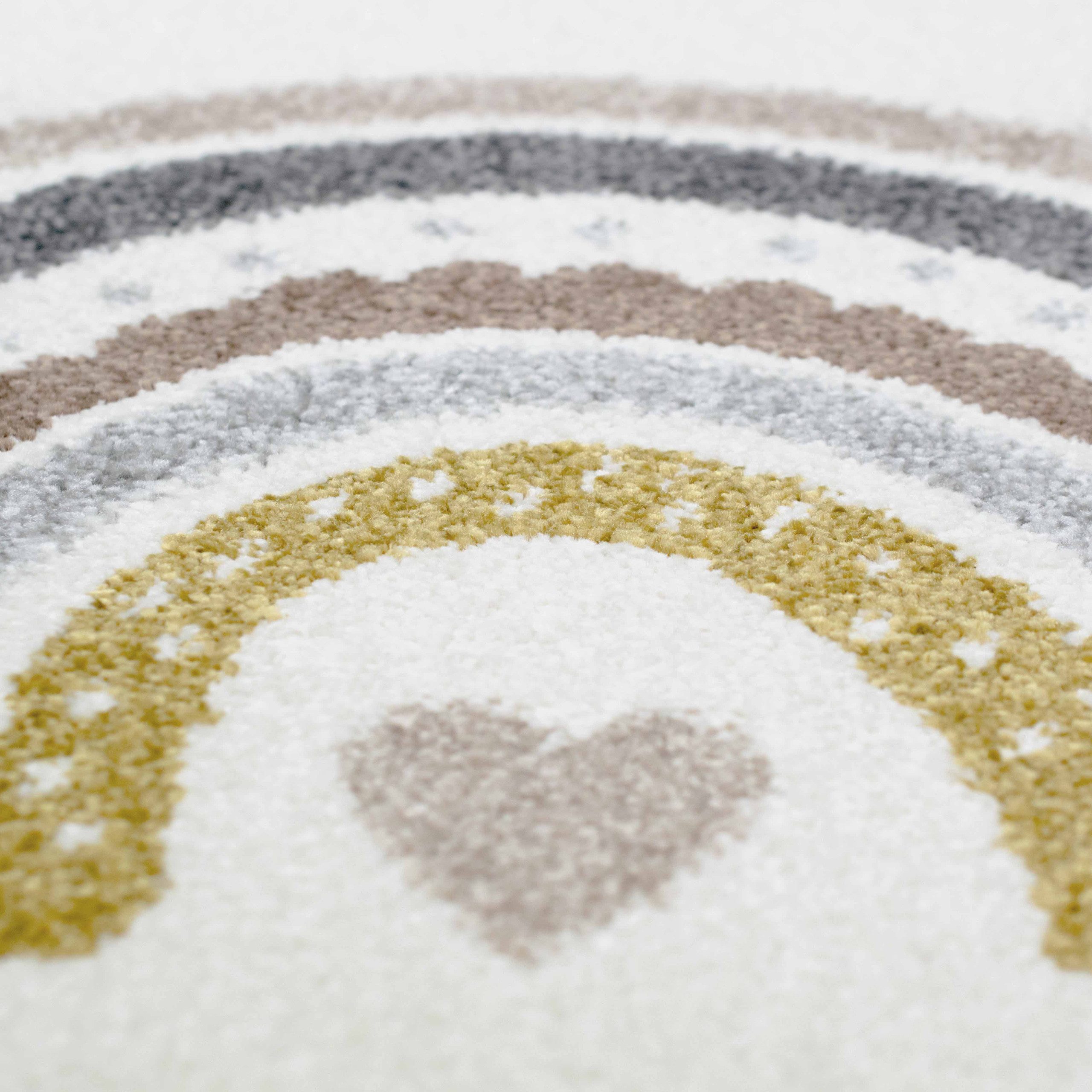 Carpetia Kinderteppich Kinderzimmer Teppich Herzchen Wolken Regenbogen grau beige braun, rund, Höhe: 13 mm
