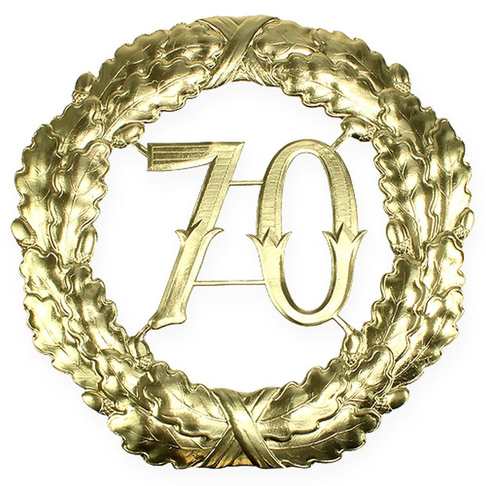 Viana Jubiläumskarte Goldene Jubiläumszahl "70" Ø40cm, Deko-Kranz für Geburtstag &