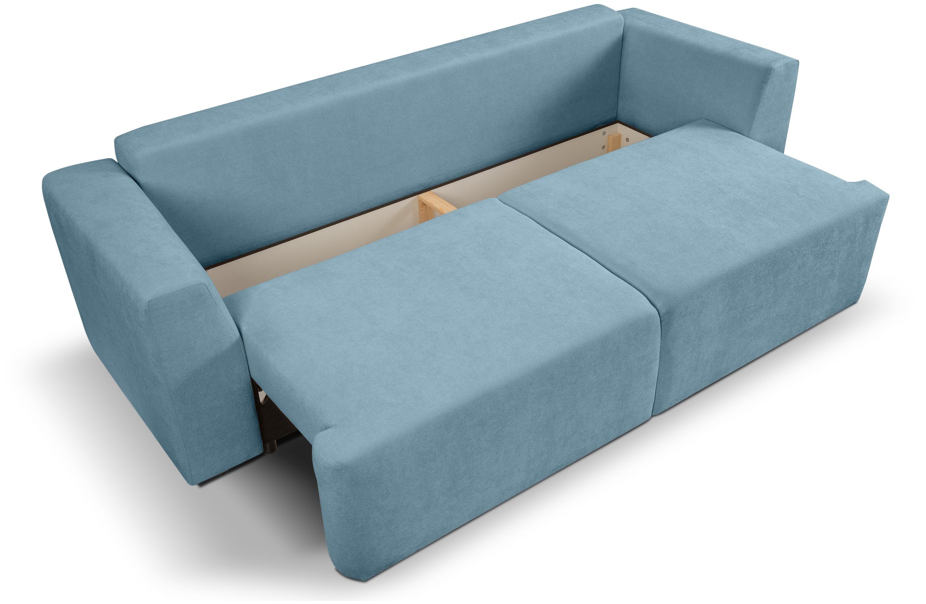 xonox.home Schlafsofa, 3 Sitzer aus Webstoff in hellblau inkl. Zierkissen B/H/T: 250x95x99cm