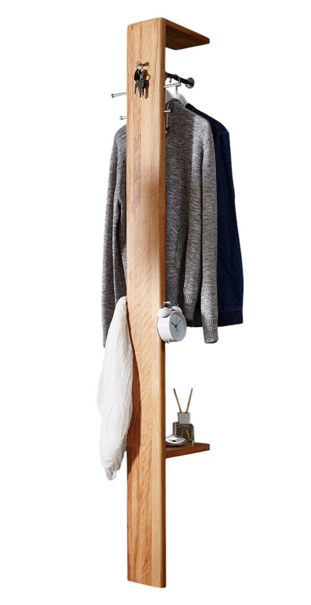 Main Möbel Wandgarderobe Garderobe 30x200cm 'Bayreuth' Kernbuche massiv