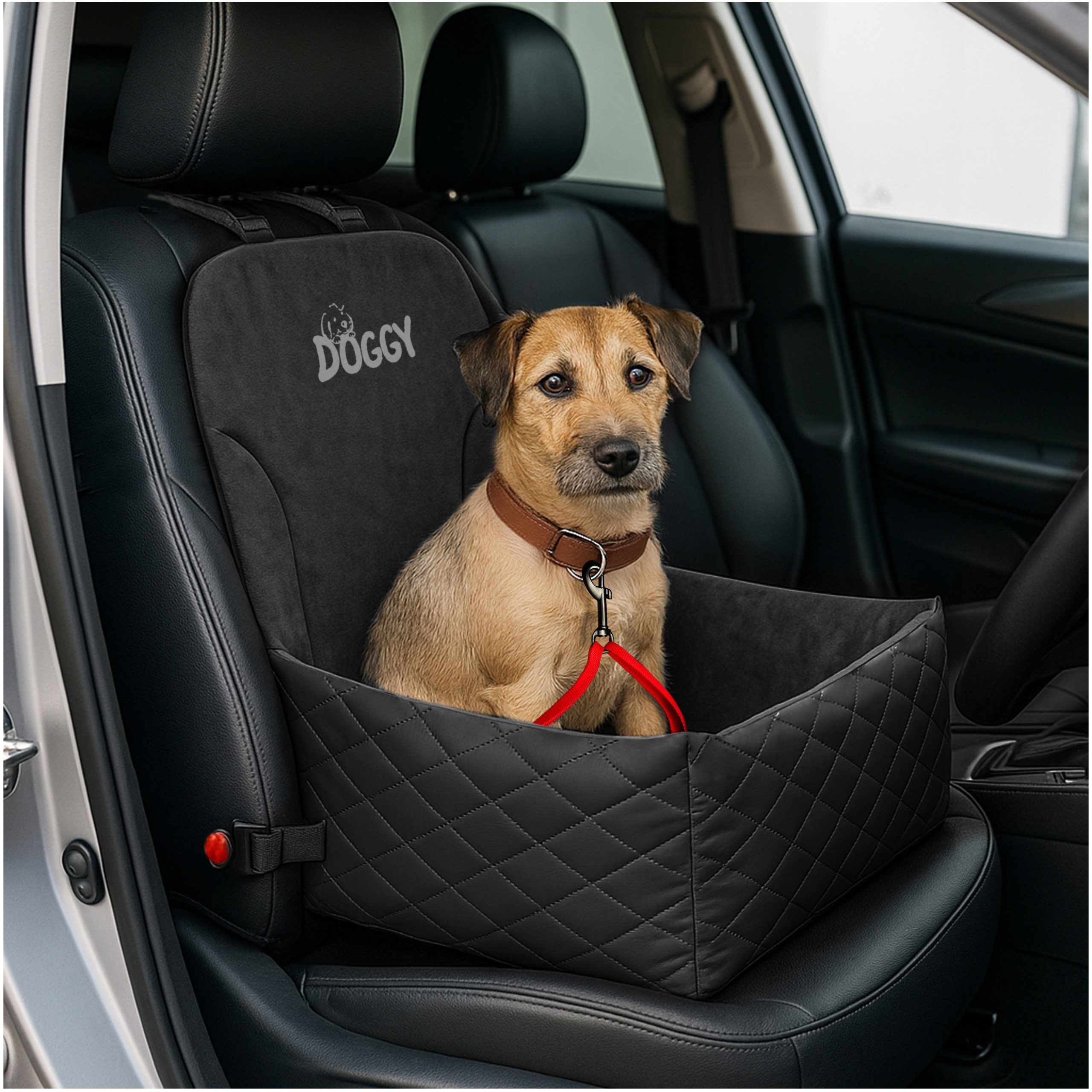 Hobbydog Tier-Autobett Rock Autositz für Hunde und Katzen mit Sicherheitsleine, abnehmbarer Bezug, Antirutschboden, kleine Hunde & Katzen