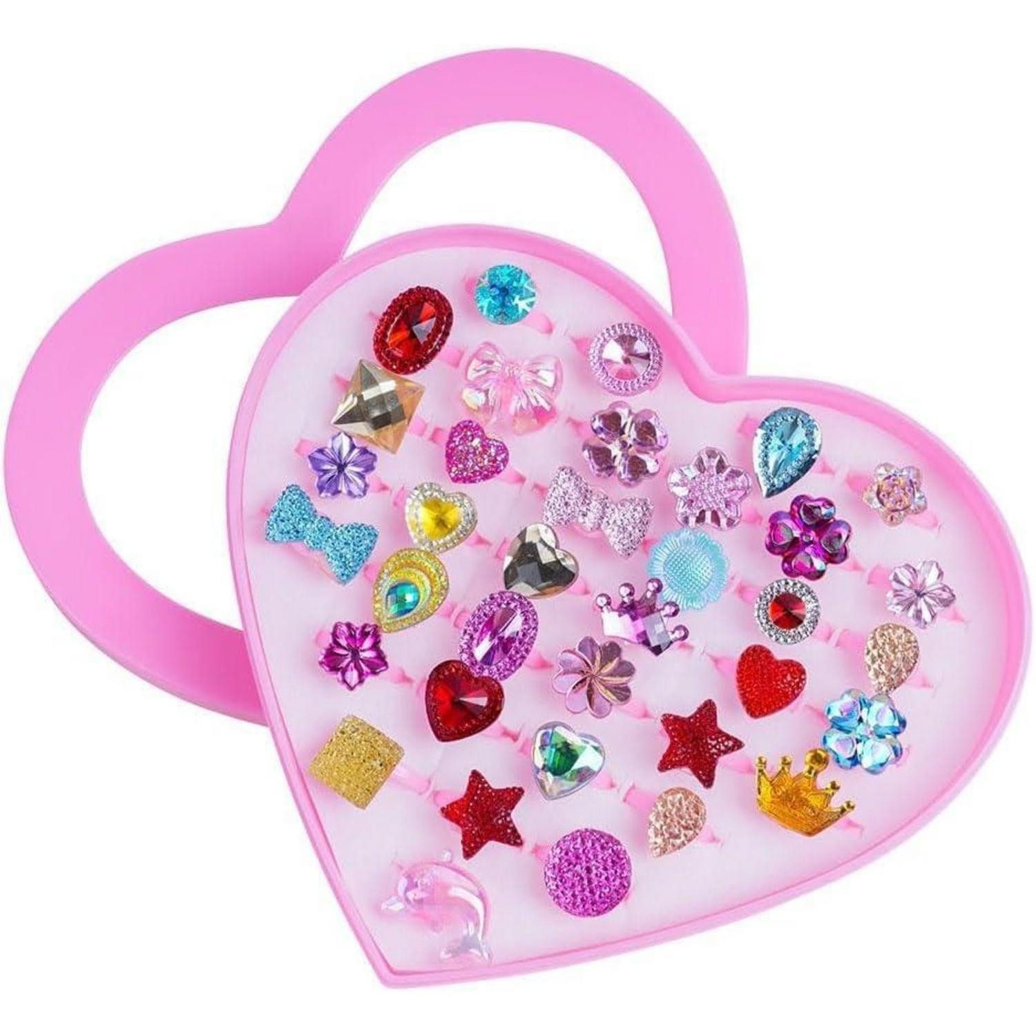 LuxusKollektion Schmuckset Kinderringe 36 Einstellbar Mädchen Jungen Party 36 Stück Strass Stil