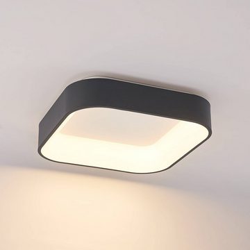 Arcchio LED Deckenleuchte Aleksi, dimmbar, LED-Leuchtmittel fest verbaut, warmweiß, Modern, Eisen, Kunststoff, sandSchwarz, weiß, 1 flammig, inkl.