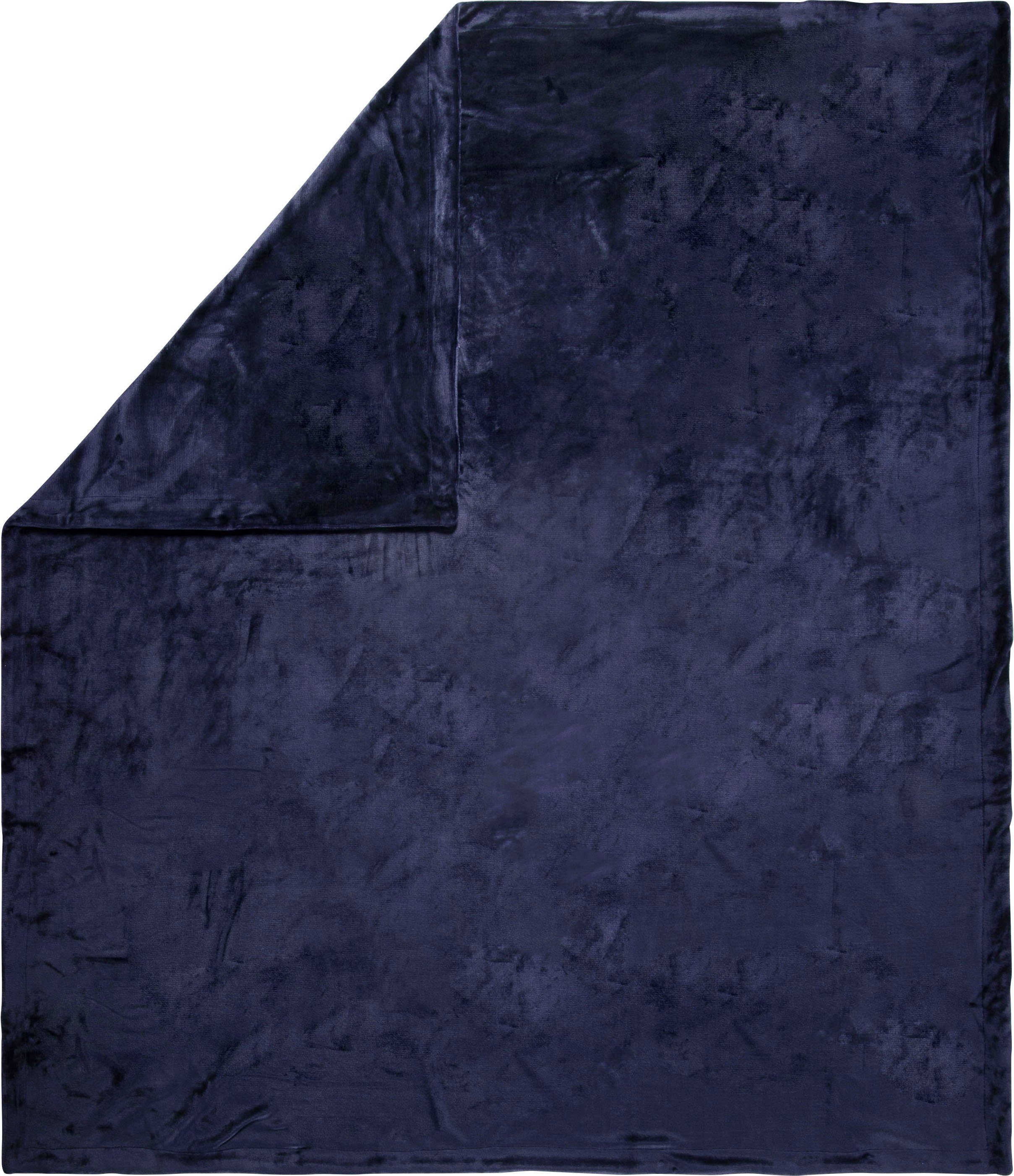Plaid Uni, hip, Super Weich, Kuscheldecke, Wohndecke, 160x180 cm, Unifarben Dunkelblau