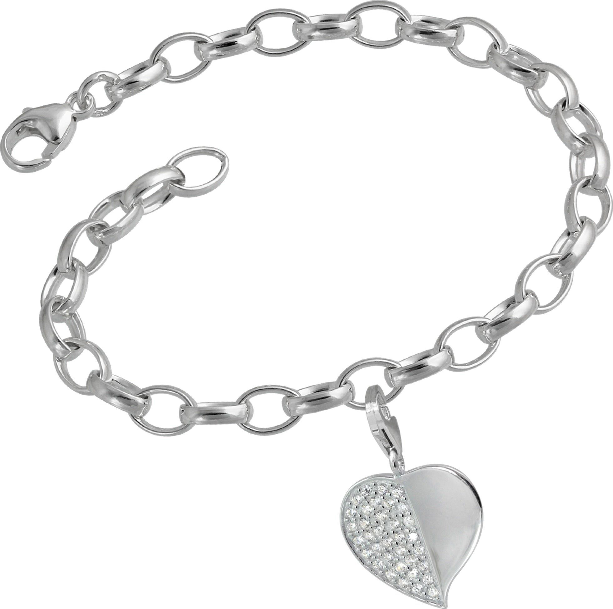 SilberDream Charm-Einhänger Set SilberDream 925 Charms Herz weiß Silber (Charmssets, 2-tlg), Damen Charm Armband aus 925er Sterling Silber, Farbe: silber, weiß, He | Charm-Anhänger