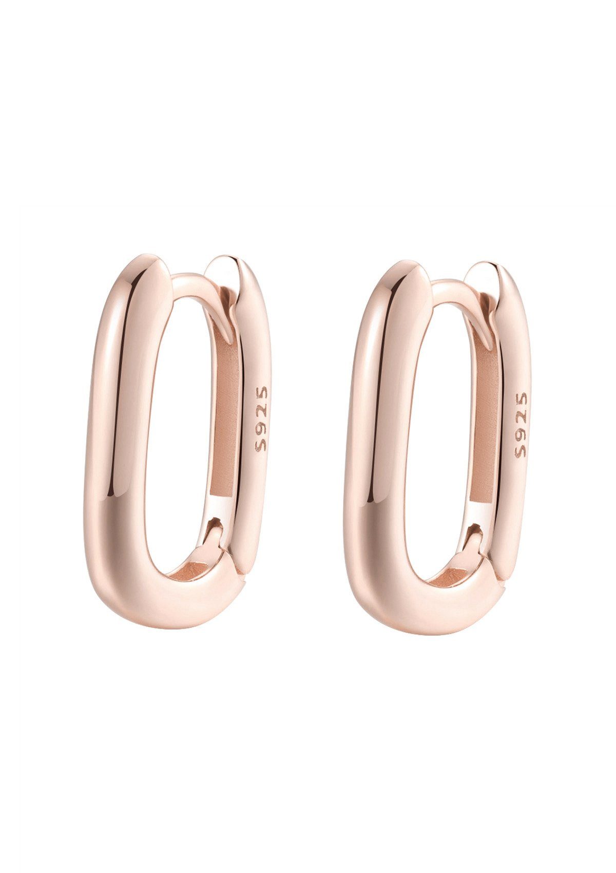 Hey Happiness Paar Creolen Oval und Eckig, Silber 925er (2-tlg), Damen Silb günstig online kaufen